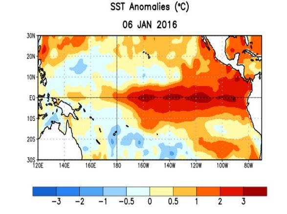 Anomalies de temprature dans le Pacifique quatorial. 