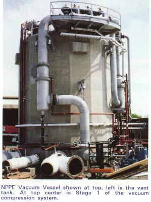 NPPE Vacuum Vessel shown at top, left is the vent tank. At top center is Stage 1 of the vacuum compression system.